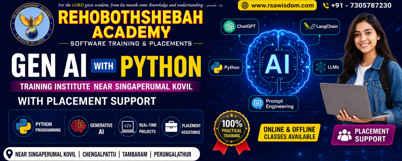 Gen AI with Python training institute near Singaperumal Kovil